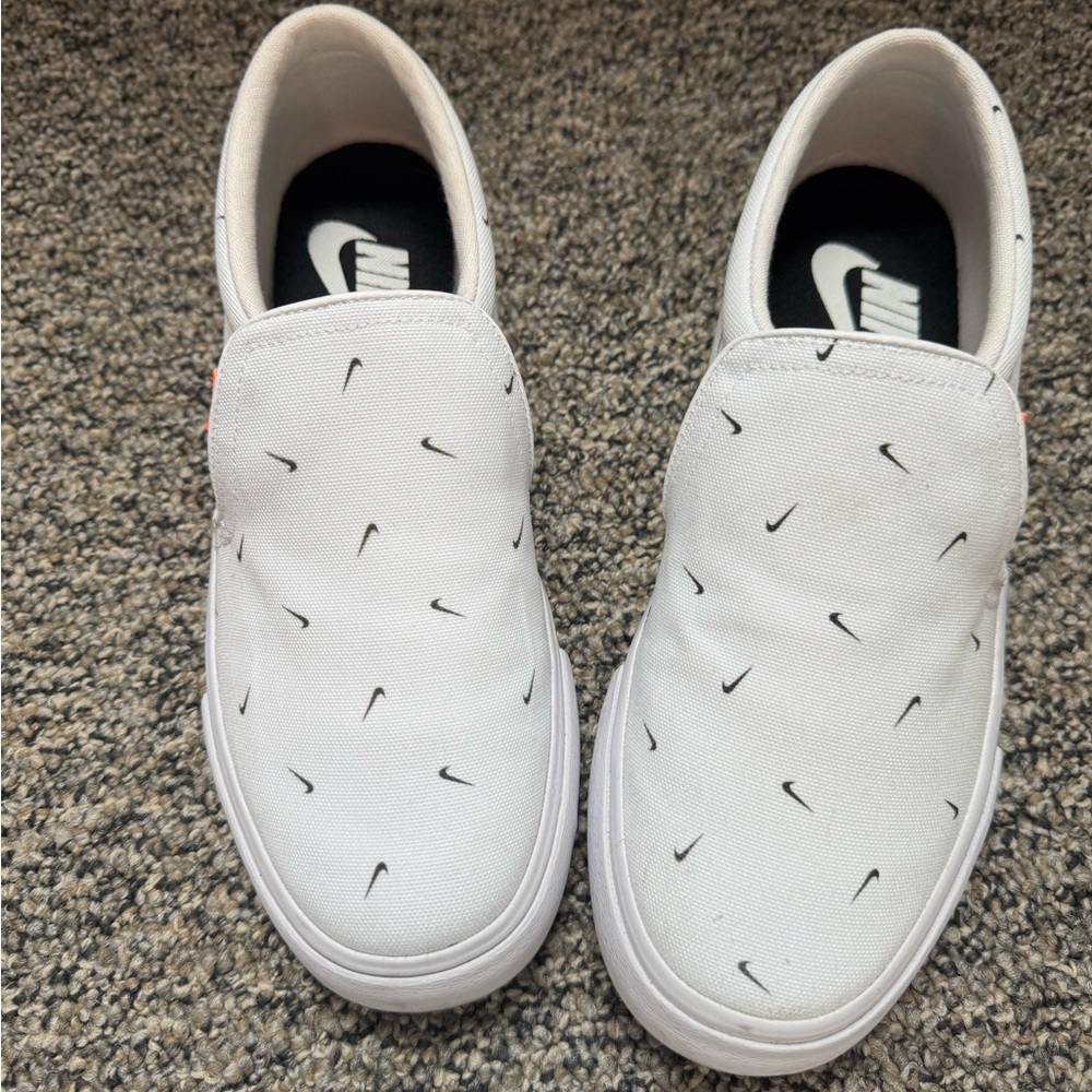 Nike Woman’s  White Slip-On Shoes with Nike logo